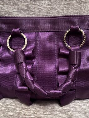 Harveys Purple Satin Braided Handle Clutch